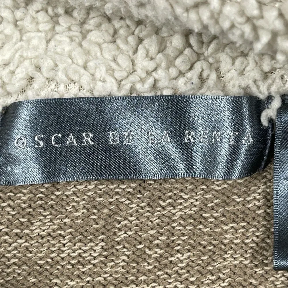 Oscar De La‎ Renta Sweater Mens XL Brown Sherpa Collar Pullover Preppy Workwear
